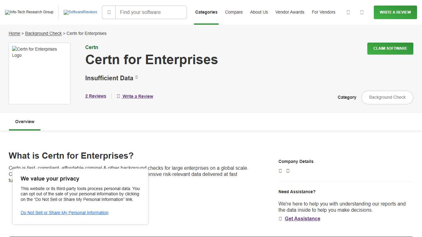 Certn for Enterprises Customer Reviews 2026 Background Check